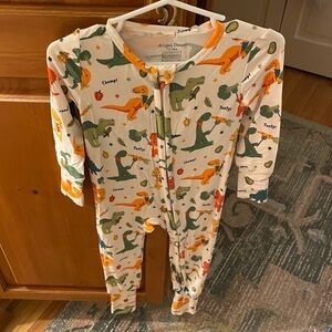 NWT Angel Dear Bamboo Veggie Dinosaur Print Foldover Foot Romper Pajama